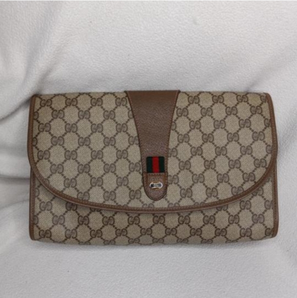 Authentic Vintage Gucci GG Monogram Supreme Sherry Web Ophidia Clutch Bag - Picture 2 of 11
